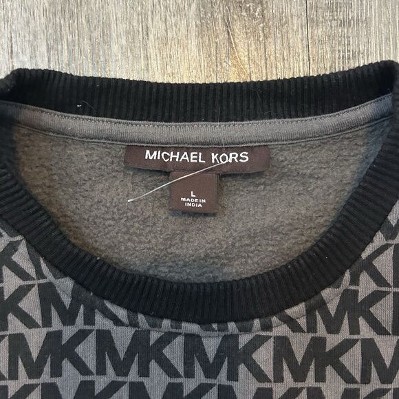 Michael Kors Women’s Pullover Sweater Size Large MK Logo Crew Neck Knit Black - Picture 3 of 7